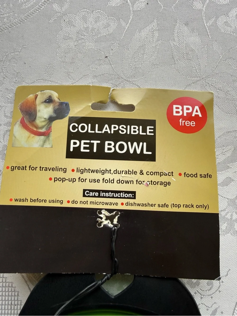 Collapsible Pet Bowl - Green Silicone with Black Rim